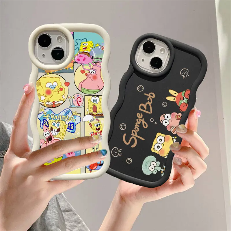 Cartoon S-SpongeBob Phone Case For Motorola Moto G84 G32 G22 G14 G35 G55 G22 E14 EDGE 40 NEO 5G Silicone Soft Candy Color Cover