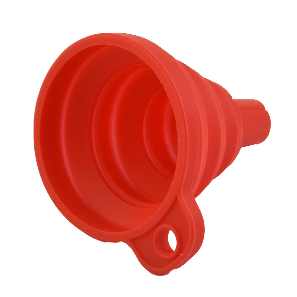 Oil Fuel Car Funnel Petrol Red 7.5cmX8cm Collapsible Folded 1 Pcs Silicone Suspended New High Quality Pratical