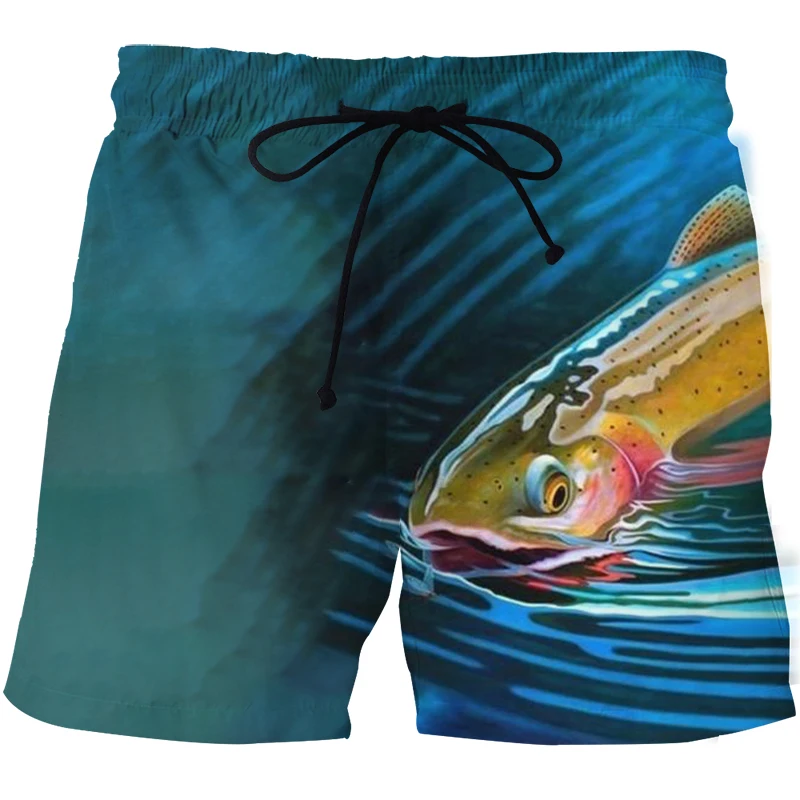 3D printed beach shorts in summer fishing Harajuku funny hip-hop swimming men\'s shorts unisex loose sports five-point shorts