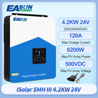 EASUN ISolar Inverter Hybrid 24V 4200W Pure Sine Wave AC 6.2KW 3200W 220V Mppt Solar Inversor 120A Solar Controller AC Charger