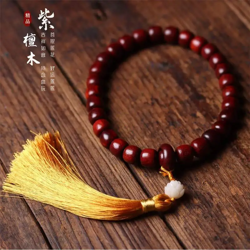 

Индийский маленький лист, крово-красный сандал, сделай сам, длинная ручная веревка Мала, унисекс, свитер, ожерелье, кулон