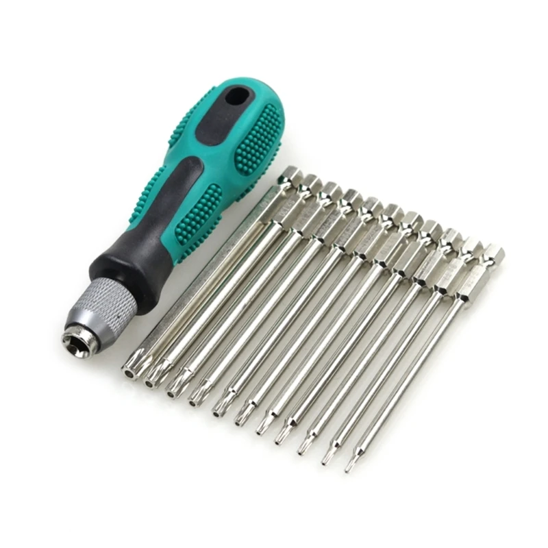 Reliable 12Piece/Set Torx Screwdriver Set, Long Hexagonal Screwdrivers T 6-T40