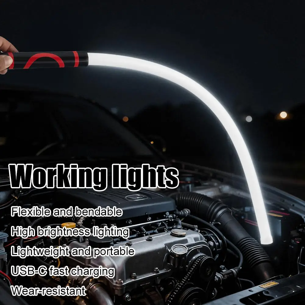 Flexible Bendable LED Work Light Slim Inspection Lamp USB Rechargeable Shape-Retaining Flashlight for Car Engine Auto Repair