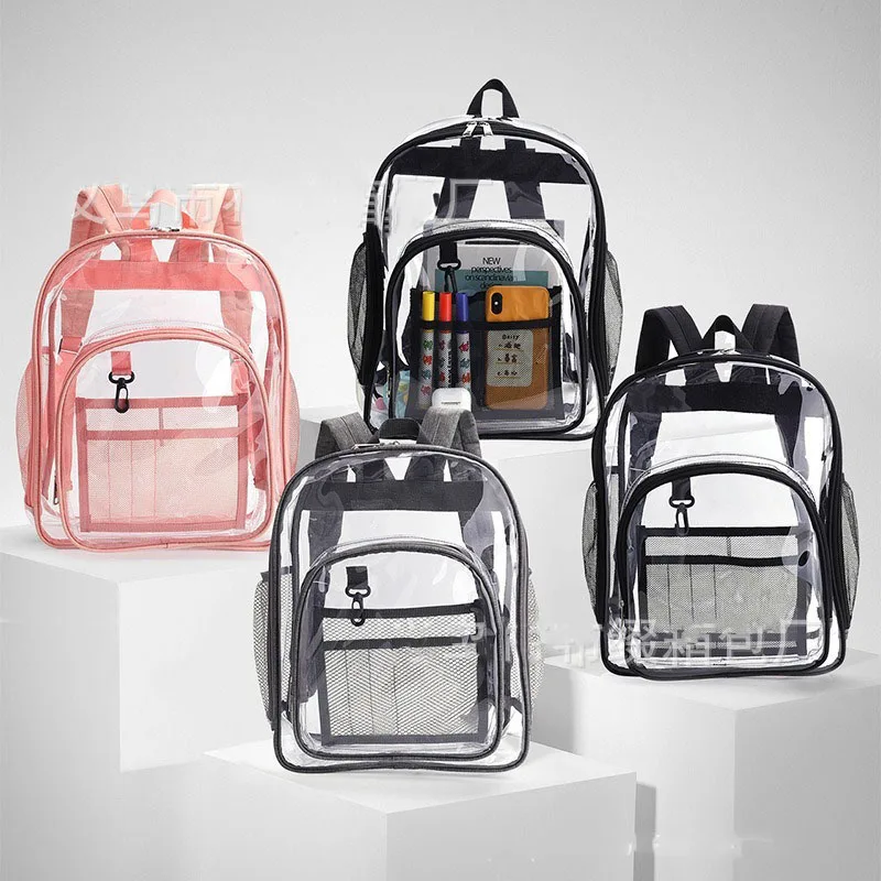 

New Pvc Transparent Backpack Rainproof and Waterproof Ultra-light and Large-capacity Security-free Boarding Transparent Backpack
