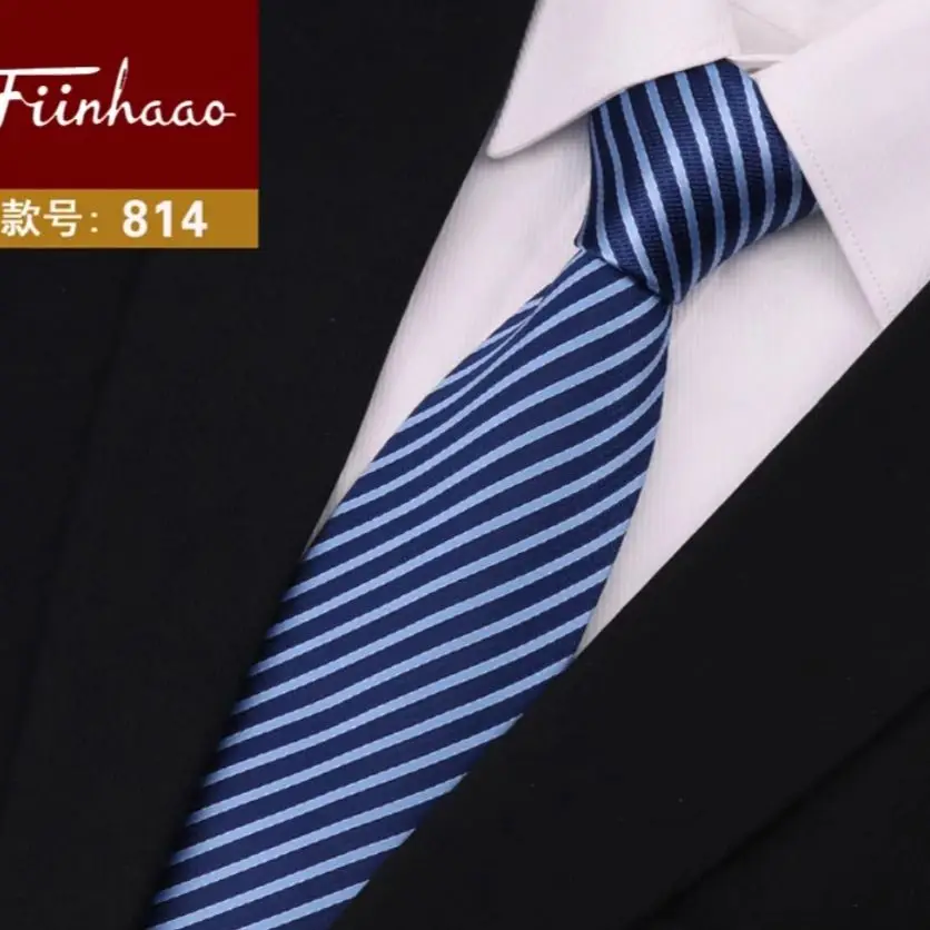 High Quality Blue Striped Pattern 100% Silk Tie For Men's Formal Business Banquet Wide Version 8cm Shirt Accessories Silk Tie