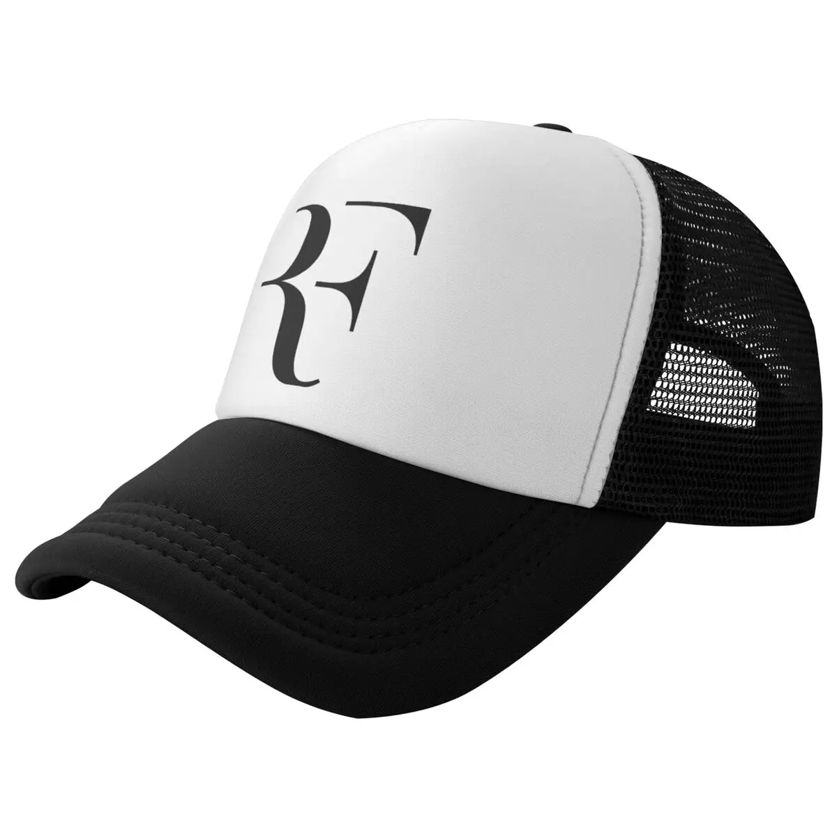 Roger Federer RF Foam Mesh Trucker Hat for Men Women Adjustable Baseball Cap Mesh-Back Breathable Cooling Caps