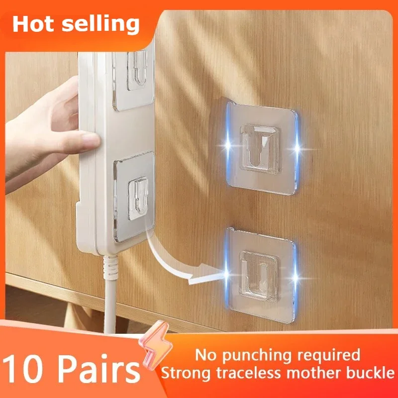 Multi-Purpose Transparent Hooks Set Double-sided Adhesive Wall Hooks Waterproof Clothes Towel Hooks Kitchen Bath Storage