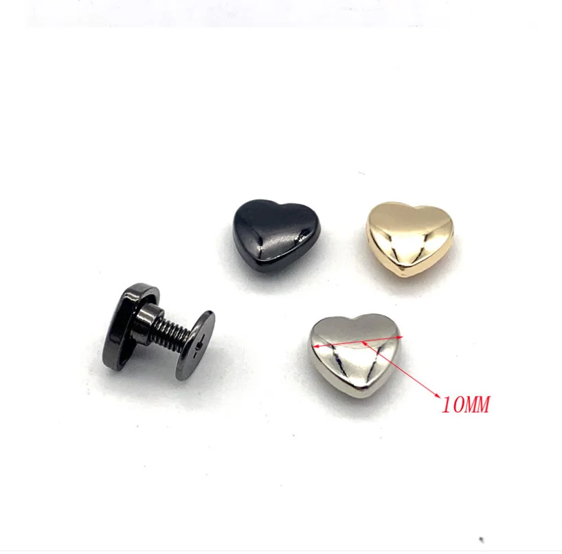 50sets Heart-Shaped Rivets,Zinc Alloy Screw Knob,Leather Craft Studs,Garment,Belt,Wallet,Bag Accessories,Size 8/10/14mm ZD-028