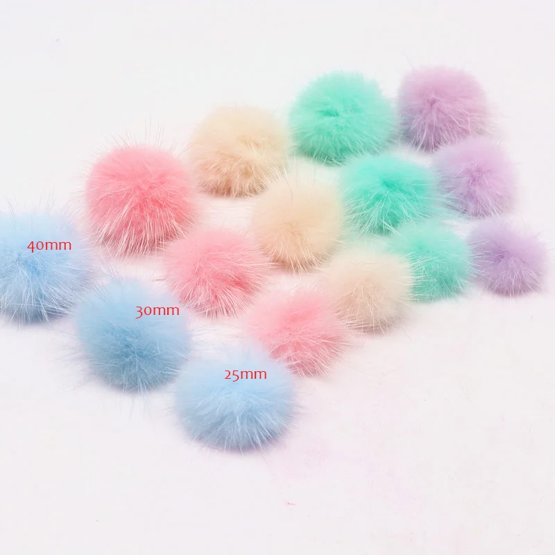 Wholesale Natural Mink Fur Pompoms 25/30/35/40mm Pompons Furballs Diy Pompones Handmade Craft Supplies Sewing Accessories