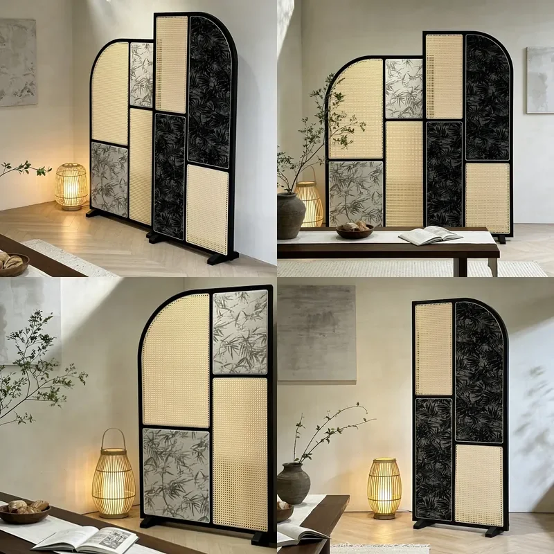 Solid Wood Hollow Art Screen Mobile Room Divider for Home Entry Office Hotel Partition Wall Simple Design