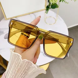 2023 Fashion oversize Square occhiali da sole monopezzo donna Retro Mirror Lens Eyewear Shades UV400 Men Punk occhiali da sole