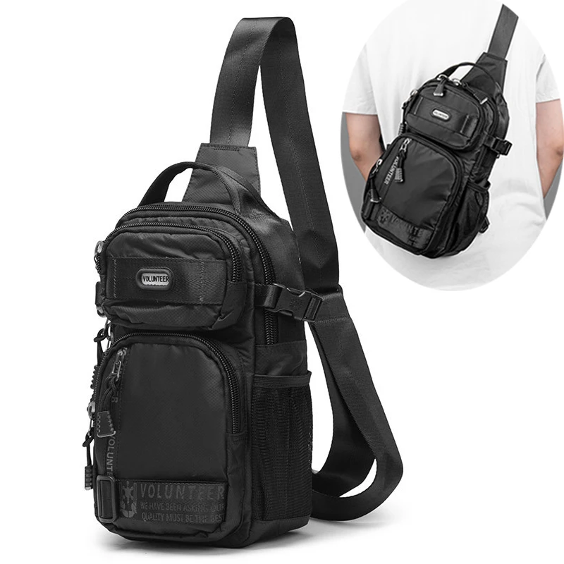 Men Cross Body Backpack Sling Bag Chest Pack Waterproof Oxford Outdoor Assault Travel Male Single Messenger Shoulder Side Bag