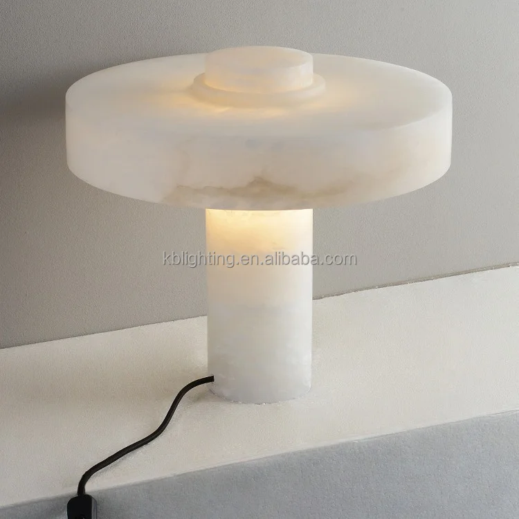 

Post Modern Simple Marble Stone Desk Light Decoration Night Light Living Room Bedroom White Natural Alabaster Table Lamp