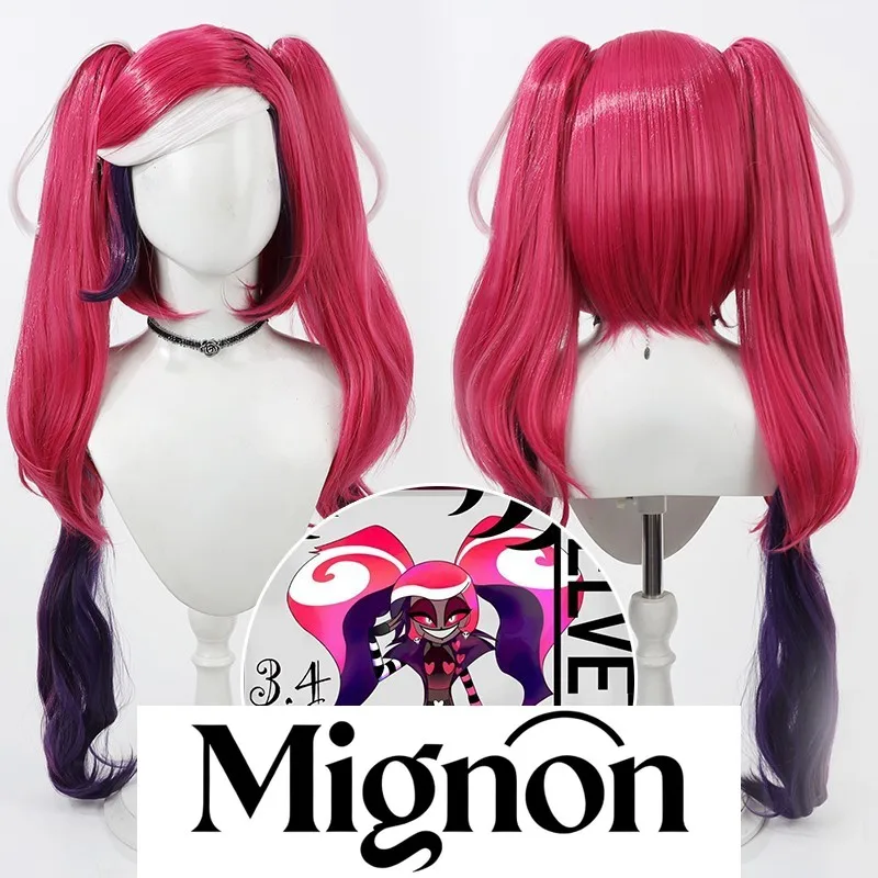 

Бархатный парик для косплея Hazbin Hotel, двойные хвосты, имитация кожи головы