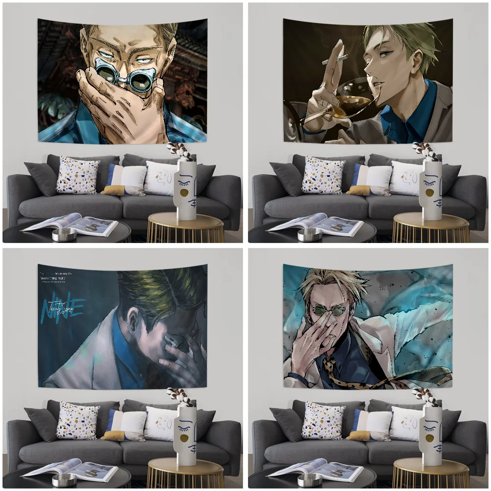 K-Kento N-Nanami J-Jujutsu K-Kaisen Printed Large Wall Tapestry Hanging Tarot Hippie Wall Rugs Dorm Cheap Hippie Wall Hanging