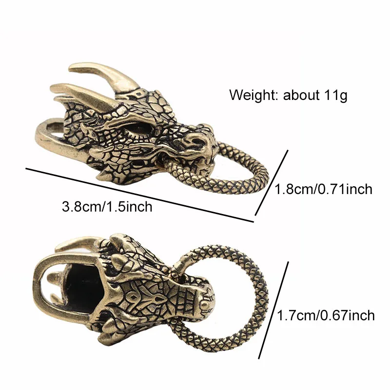 Dragon Head Brass Buckle EDC Outdoor DIY Woven Paracord Survival Bracelets Supplies Accessories Retro Umbrella Rope Lanyard Bead view 6