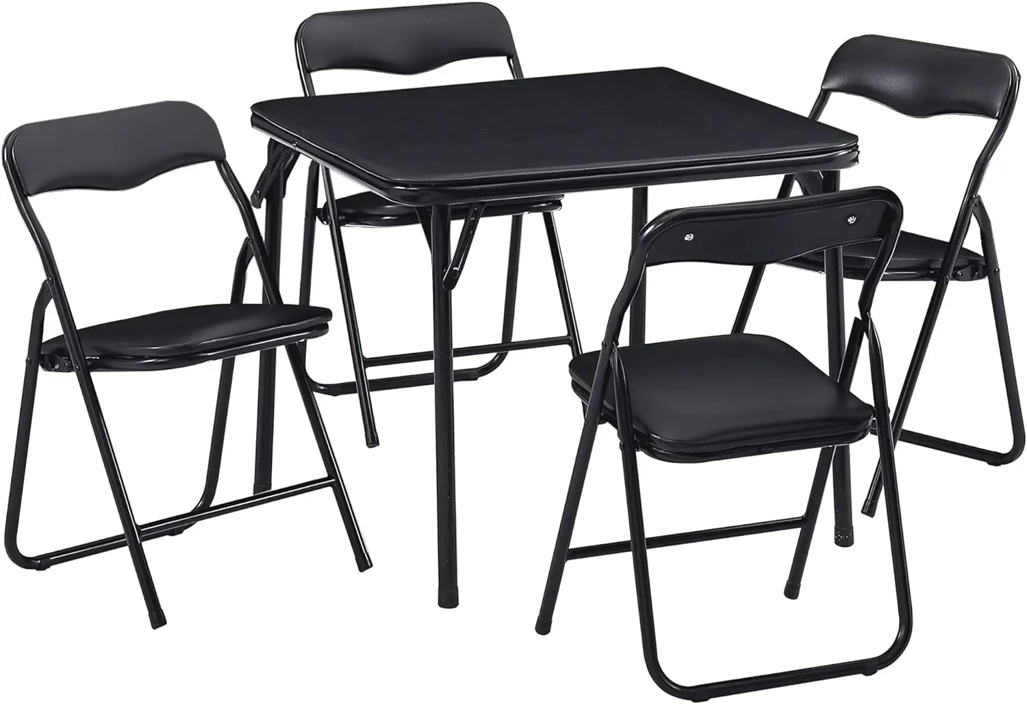 Kids Folding Activity Table and Chairs 5 Pcs, Portable, with Ultra Soft PU Padded Cushion, 5 Piece Set, Black