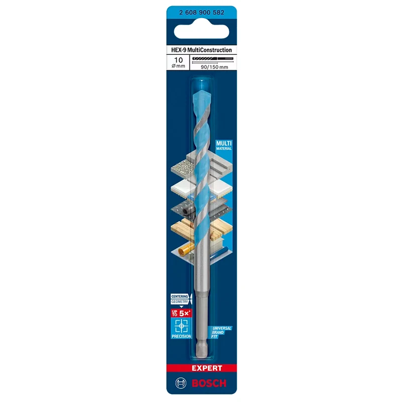 BOSCH 2608900582 EXPERT HEX-9 Multi Construction Drill Bit 10mm 150mm For Concrete  Soft Tiles High Hardness Twist Drill