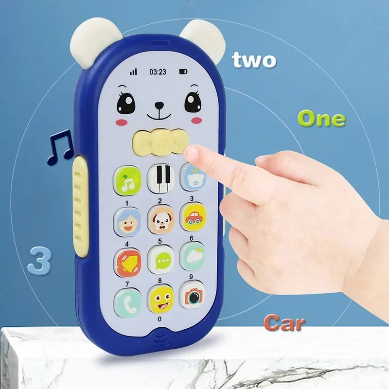 Brinquedo de plástico para bebês de 1 + anos, telefone musical eletrônico, brinquedo para bebês, celular com aprendizagem e música