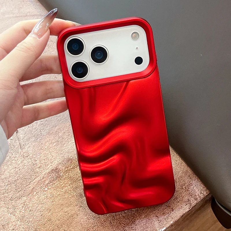 عيد الميلاد الأحمر مجسمة تموج الماء قضية الهاتف آيفون 17 برو ماكس الهواء 11 12 13 14 15 16 برو ماكس للصدمات بولي TPU الغطاء الخلفي
