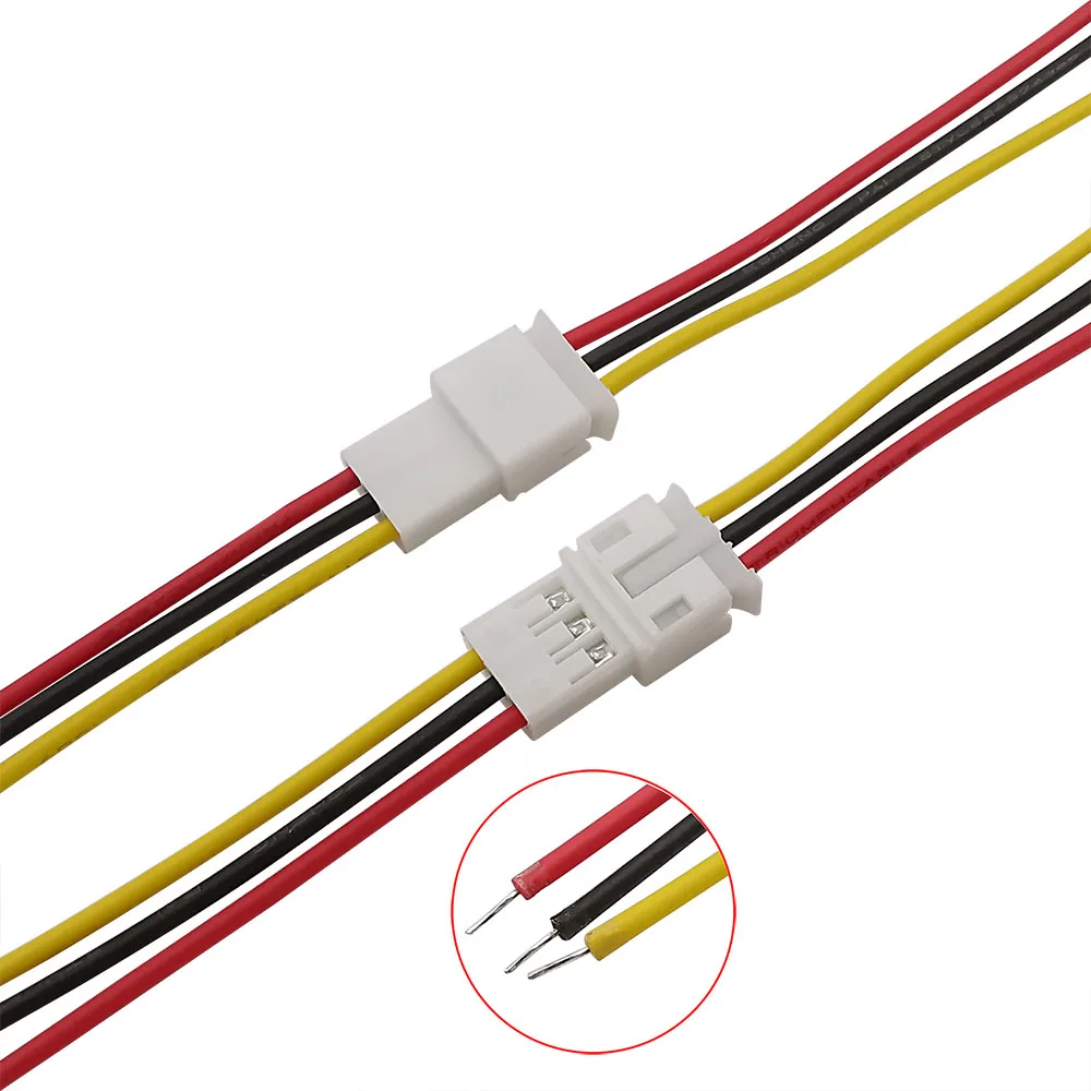 10/5/2/1Pair Micro JST PH 2.0mm Pitch 3 Pin Male Female Wire Connector PH 2.0 Plug Jack Terminals With 20CM 26AWG Cables