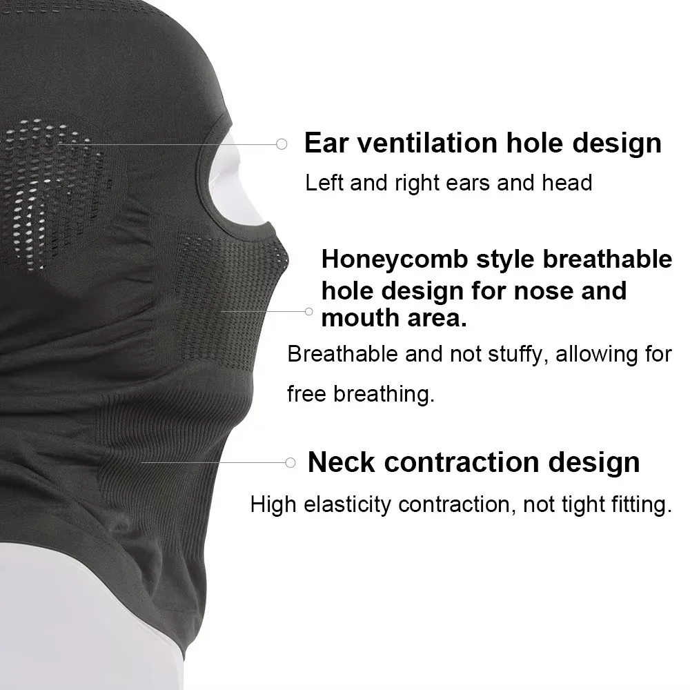 Hohe Elastizität, atmungsaktiv, Sturmhaube, Radfahren, Vollgesichtsmaske, Outdoor-Sport, Ski, Motorrad, Maske, Schal, Helm, Innenkappe – Detail 4
