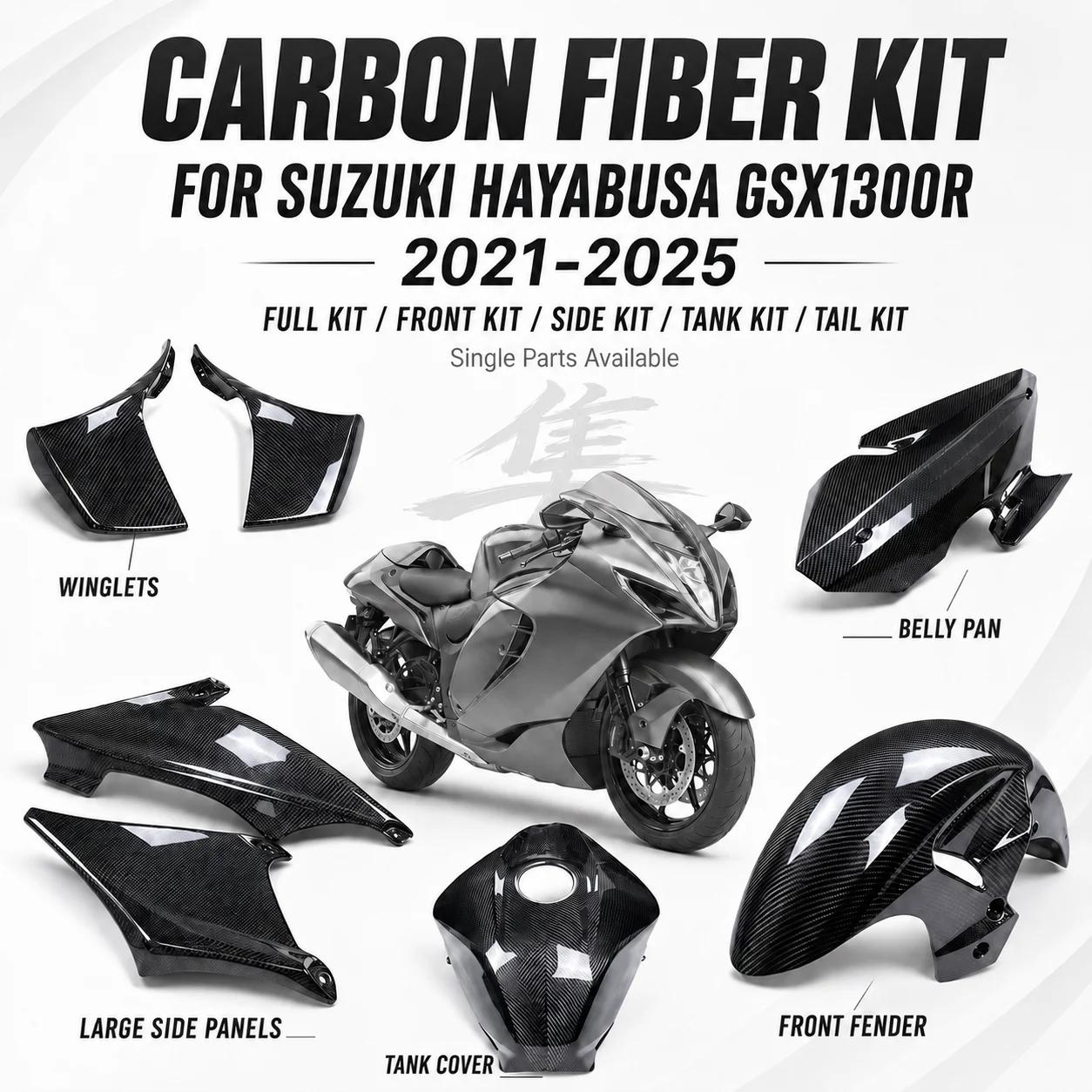 

Carbon Fiber Fairing Kit Tank Cover Side Panels Winglets for Suzuki Hayabusa GSX1300R Gen 3 2021-2025 Motorcycle Accessories