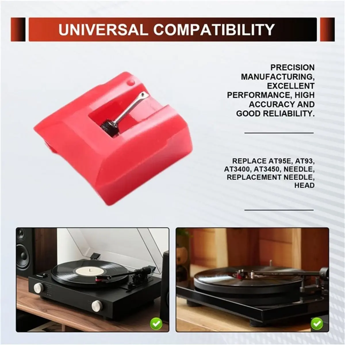 【CYBER MONDAY】Replace AT95 Stylus Kit for AT-LP120-USB Turntables Turntable Cartridge for AT-95 AT-93 AT-3400 AT-3410