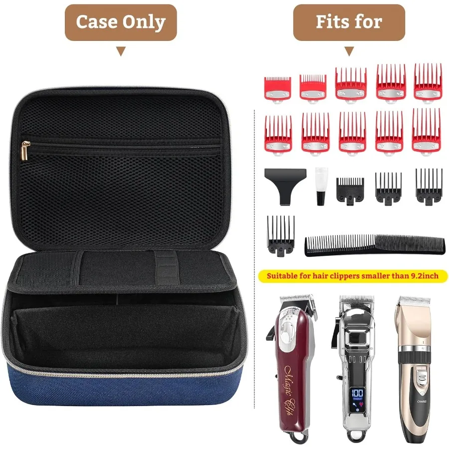 Custodia da viaggio durevole per tagliacapelli e tagliacapelli: borsa portaoggetti portatile per kit di toelettatura con scomparti regolabili