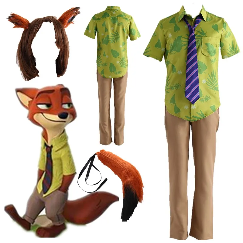 ズートピア-コスプレ衣装-キツネ-ニック-日常着-アニメテーマ-男性用コスプレ服セット-在庫あり-ゲームやパーティーに最適