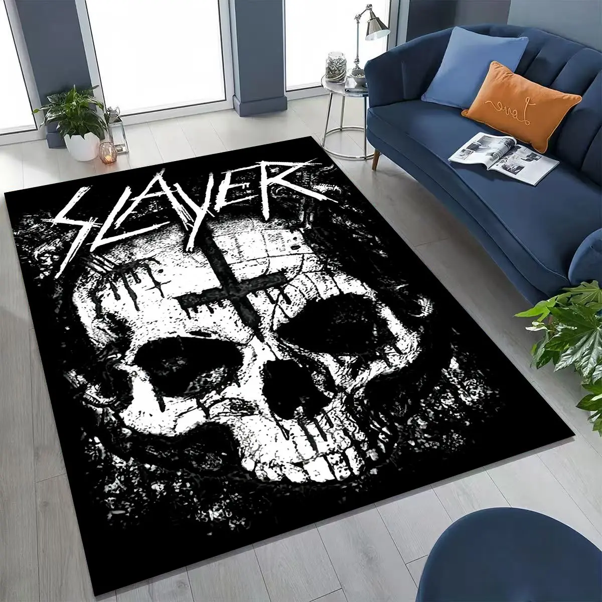 

2026 Slayer Heavy Metal Rock Band Skull Art Carpet Rug for Bedroom Living Room Sofa Home Doormat Decor,Large Non-slip Floor Mat