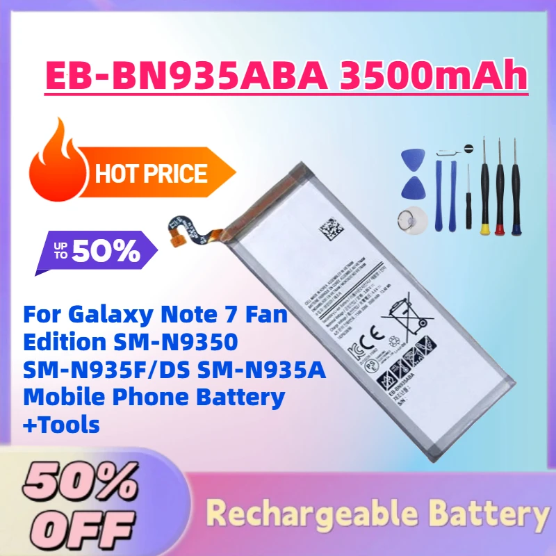 

New EB-BN935ABA 3500mAh 3.85V Battery for Galaxy Note 7 Fan Edition SM-N9350 SM-N935F/DS SM-N935A Mobile Phone Battery +Tools