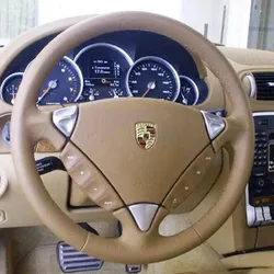 For Porsche Cayenne 2003-2010 DIY Hand-stitched non-slip Genuine Leather car Steering Wheel Cover