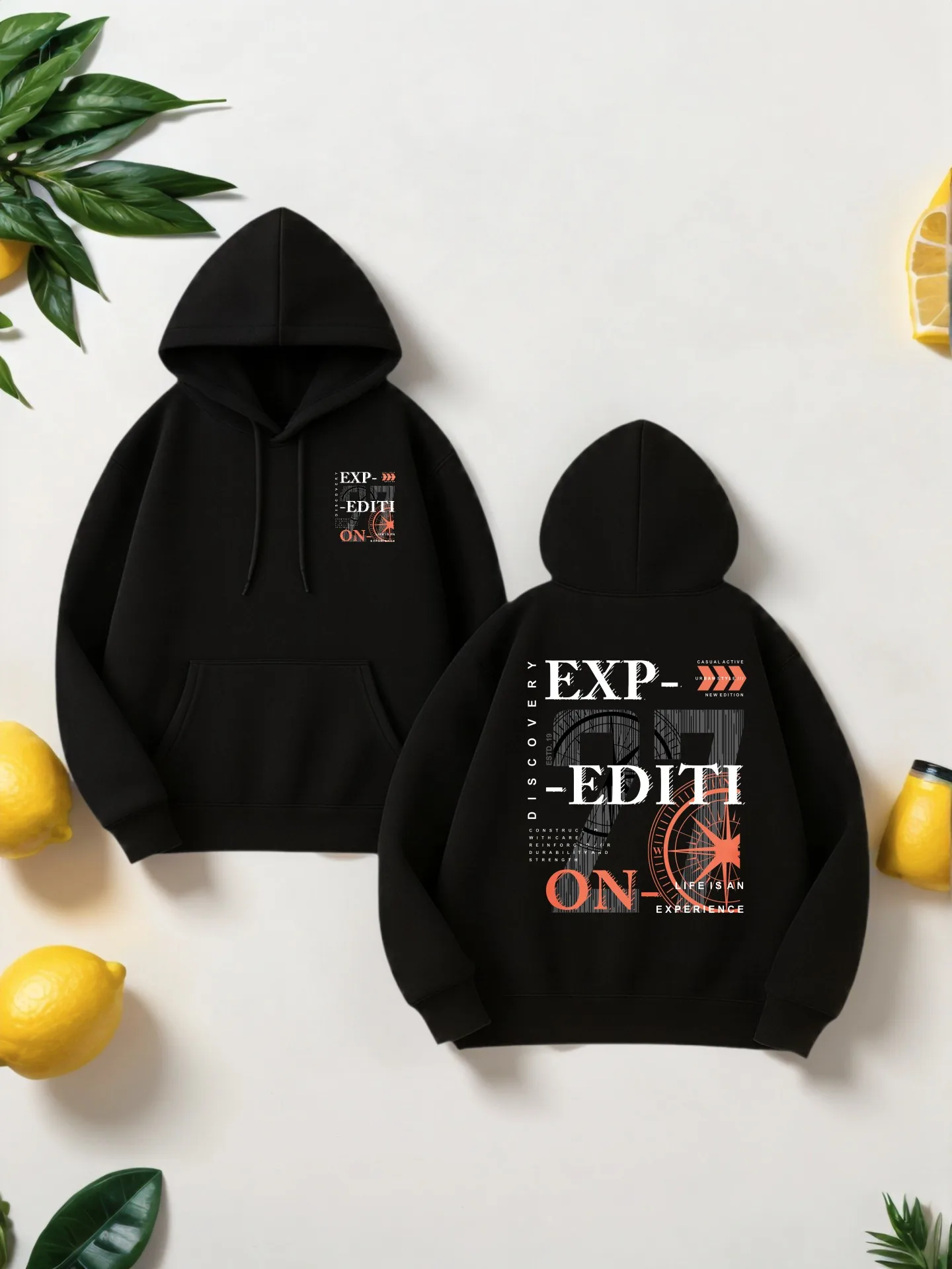 هوديي جرافيك للرجال، حرف - بلوفر بغطاء للرأس مطبوع، نمط ملابس الشارع، مزيج القطن، للارتداء اليومي، للشباب #1