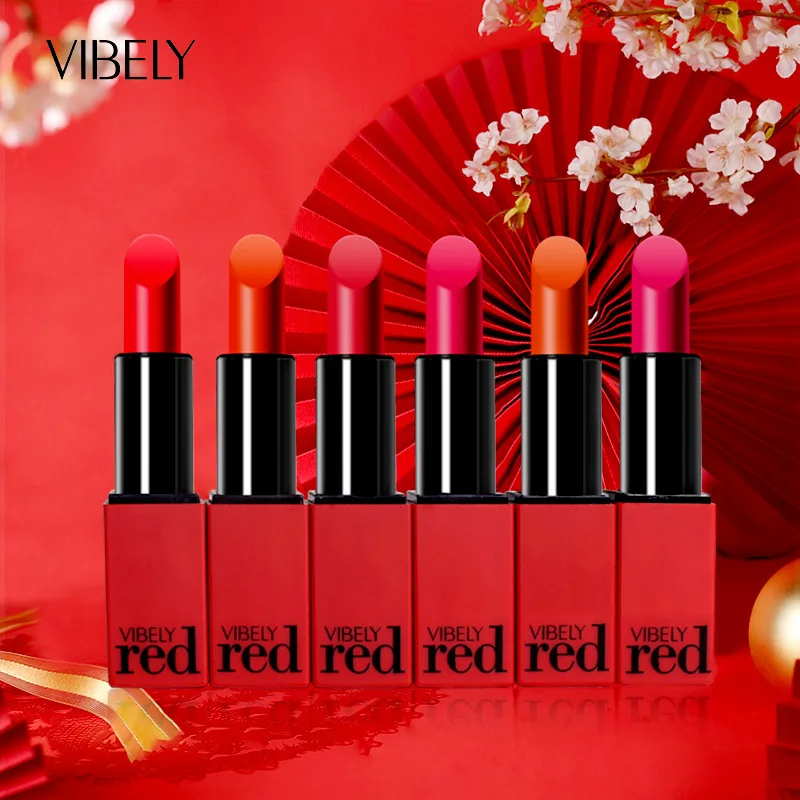 VIBELY Red Lip Cosmetics Honey Matte mist Lipstick Velvet 999 positive red China 10 color makeup