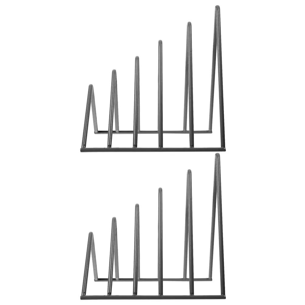 

2 Pcs File Storage Rack Magazine Holder Desktop Organizer Bookshelf Stand Iron Metal Racks for