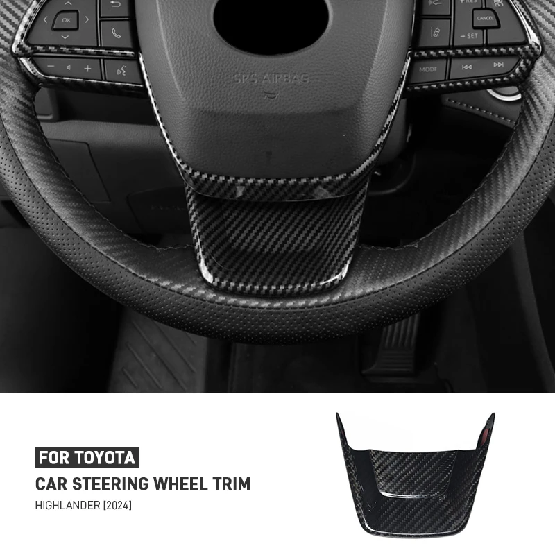

Real Carbon Fiber Car Steering Wheel Decorative Panel Frame Trim Cover Sticker Interior Accessories For Toyota Highlander 2024