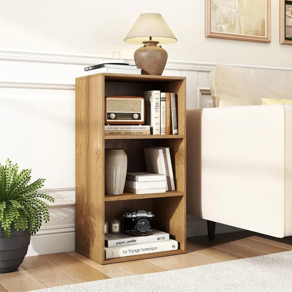 

3-Cube Bookcase, Floor Standing Open Bookshelf w/7-Position Adjustable Shelf, Anti-Toppling Kits