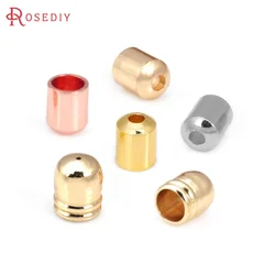 50PCS Inside 3MM 4MM 5MM 18K Gold Color Brass Leather Rope Wire Tassel Caps Jewelry Making Supplies Diy Findings Accessories