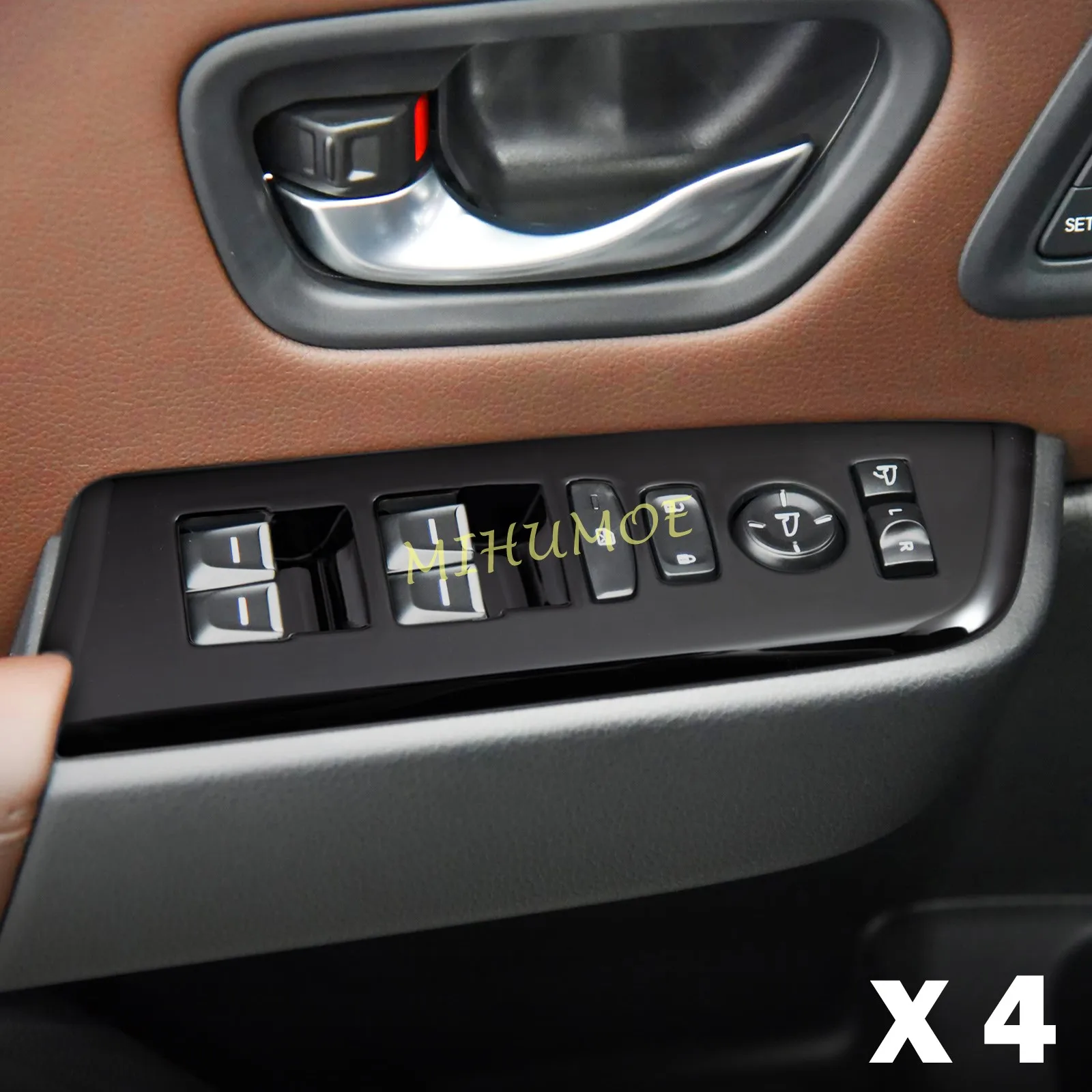 

For Honda Pilot 2023 2024 2025 Glossy Black interior Window Switch Panel Cover Trim Accessories LHD