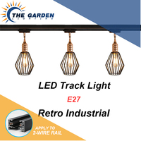 LED Track Light E27 220V Retro Industrial LED Ceiling Rail Track Lamps Spot Rail Spotlights for Clothing Shop Exhibition Display