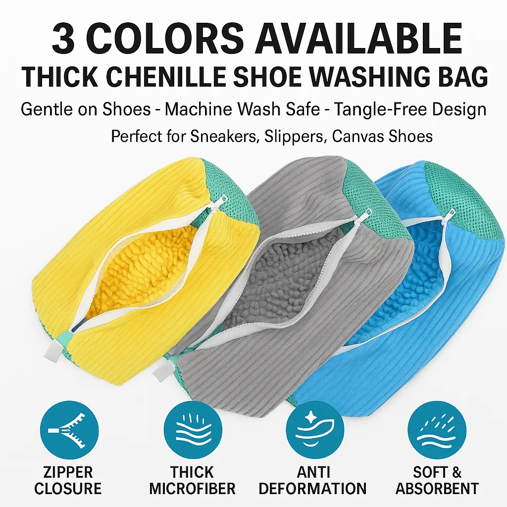 1/2PCS Shoe Washing Bag for Washing Machine Zipper Laundry Bag for Sneakers Slippers Soft Mesh Shoe Cleaner Organizer