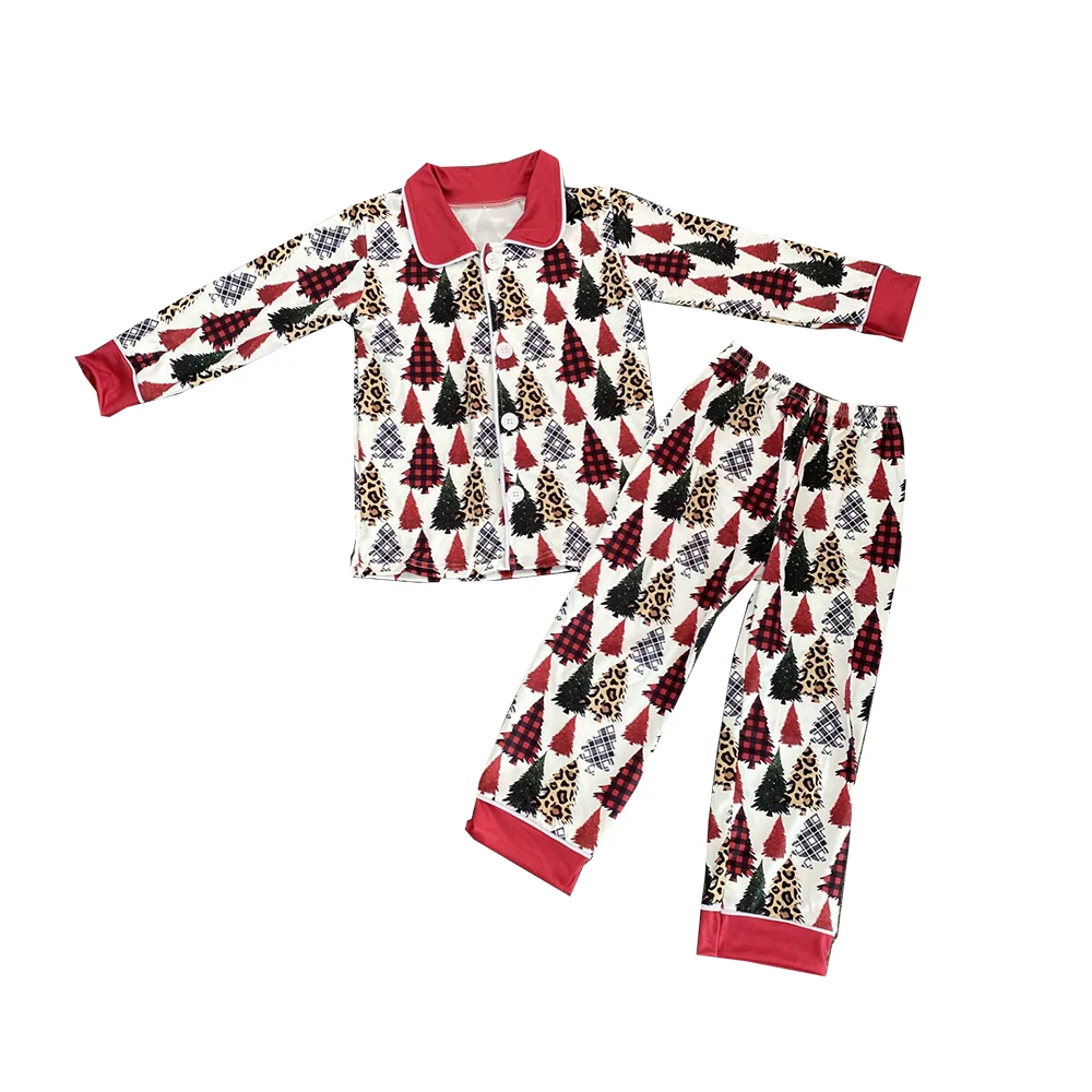 Girls Boutique Christmas Sleepwear Clothing Kids Christmas tree gingerbread Pajamas Outfit Wholesale Boys Pyjamas Sets image 2