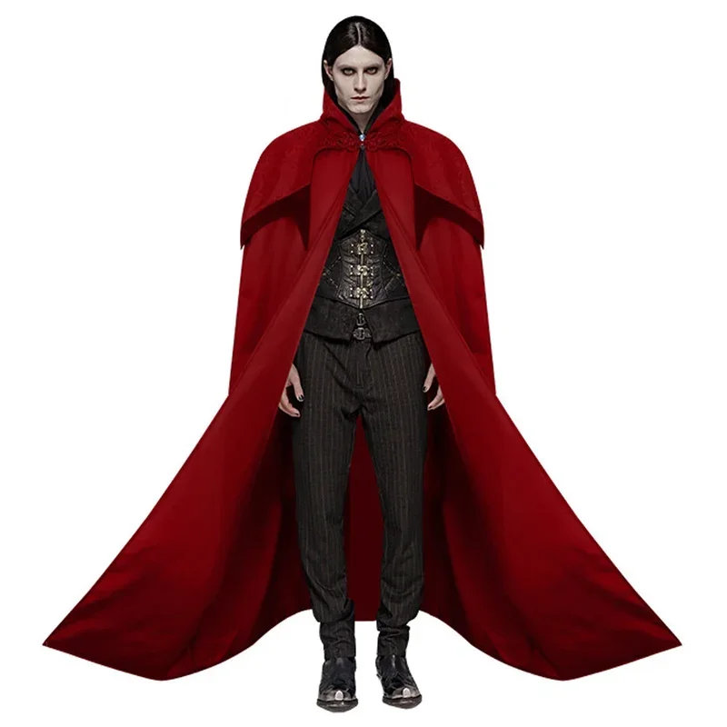 Trajes cosplay de cavaleiro medieval para homens Trajes de pirata Capa retrô com capuz Robe de vampiro Robe longo Festa de carnaval