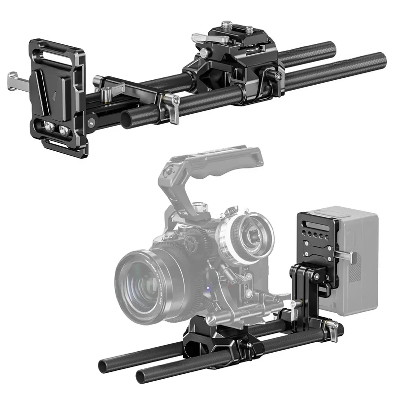 NEEWER V Battery Plate Kit Foldable With LWS QR Mount Baseplate, 15mm Rods, Arca Type Quick