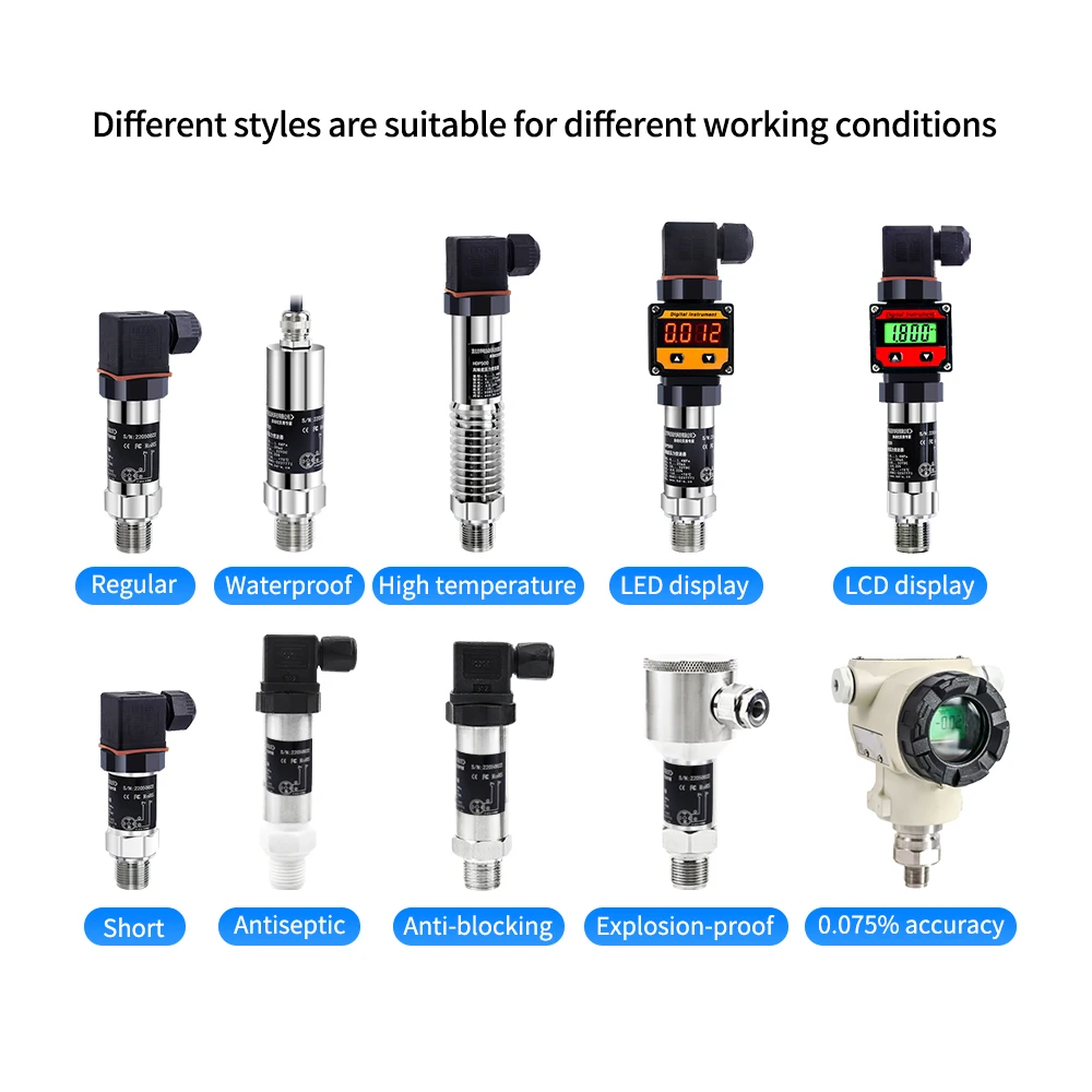 Oil, water, gas, etc Pressure sensor transmitter RS485 0-10V 4-20mA output 12-36VDC