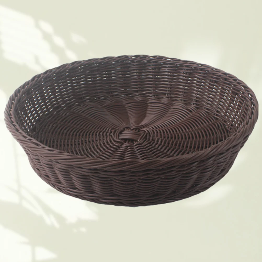 

1Pcs Fruit Basket Display Woven Rattan Storage Holder for Bread Vegetables Fruits Cutlery Kitchen Dining Room Decor Dark Brown