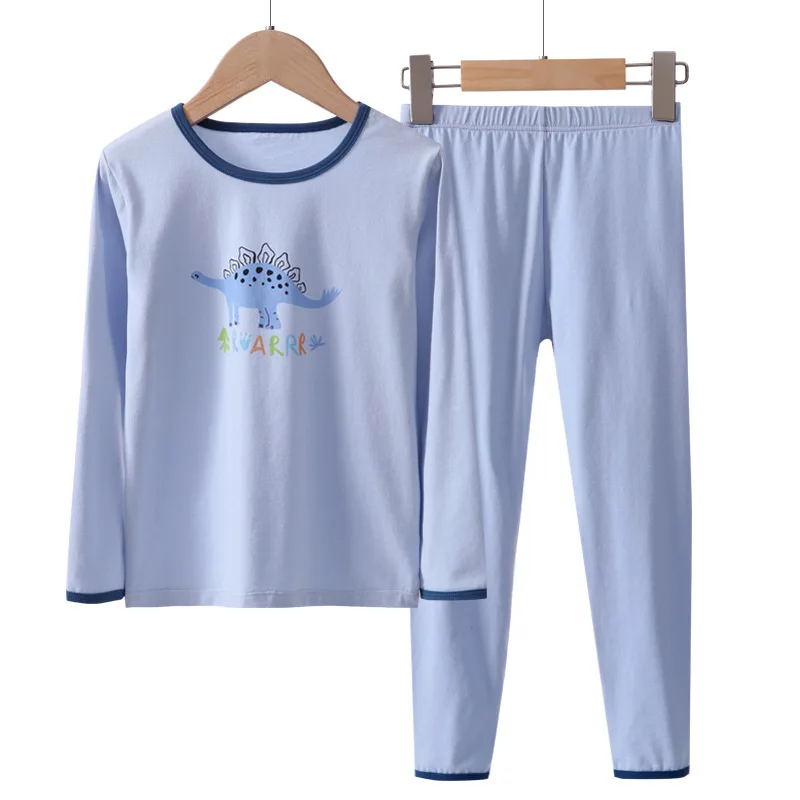 

2-16 Years Children Spring Autumn Winter Pyjamas 100% Cotton Dinosaur White Blue Kids Home Wear Boys Pajamas Sets Sleepwear