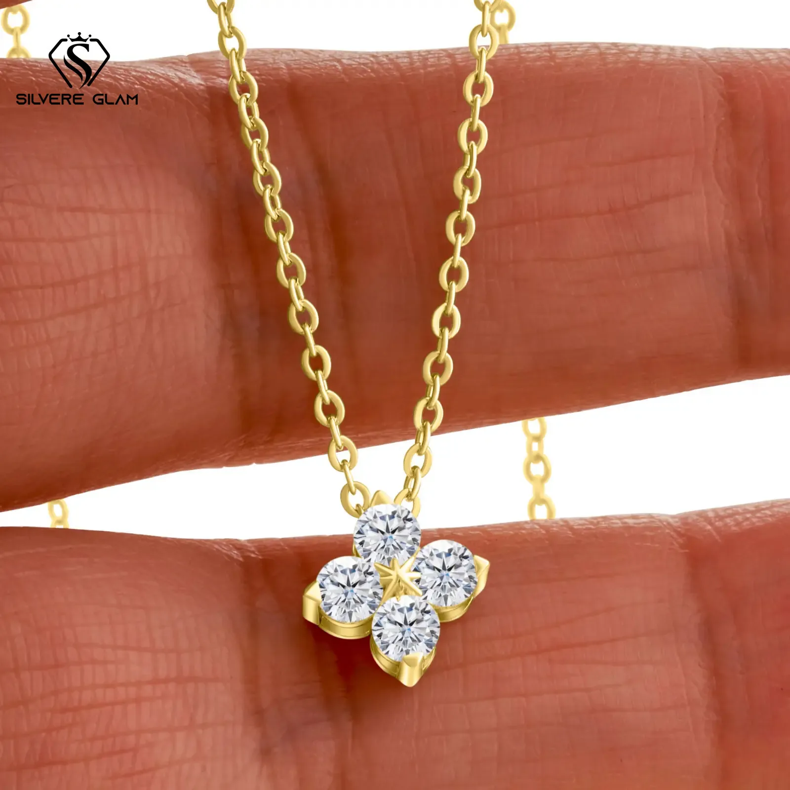 925 Sterling Silver Necklace 0.4CT D Color Moissanite rose gold Necklace Fine Jewelry For Women Wedding Anniversary Party