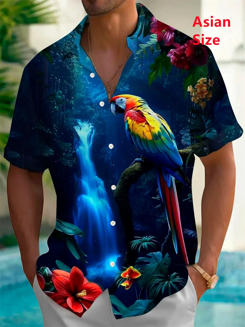 

Cool Parrot 3d Print Hawaiian Shirt Men Women Fashion Turn Down Beach Shirts Hawaii Blouse Vocation Turn Down Collar Camisa Tees